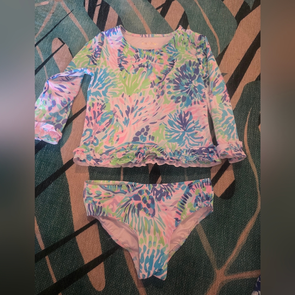 Lilly Pulitzer Colorful Kids Swim Set Turtles Girls size 6